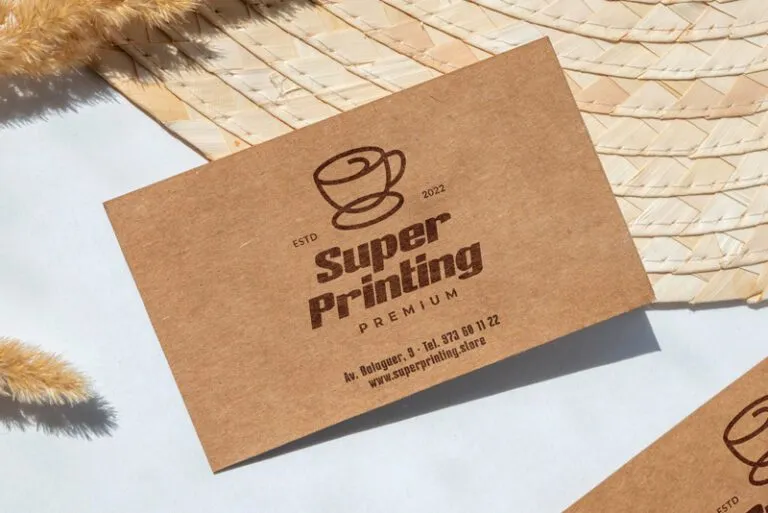 Ejemplo de Tarjeta Visita Original, Impresa en Papel Kraft.