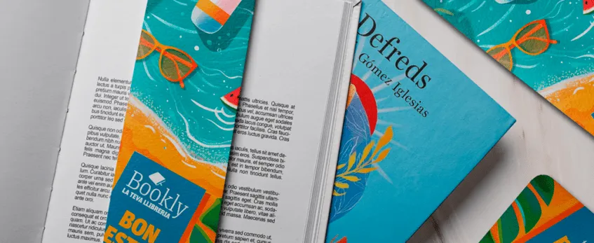 Diseño Gráfico de puntos de libro, marcapáginas para librería Bookly, e impresión online