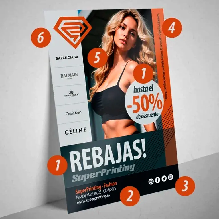 Infografía con la información clave que debe incluir un flyer eficaz.