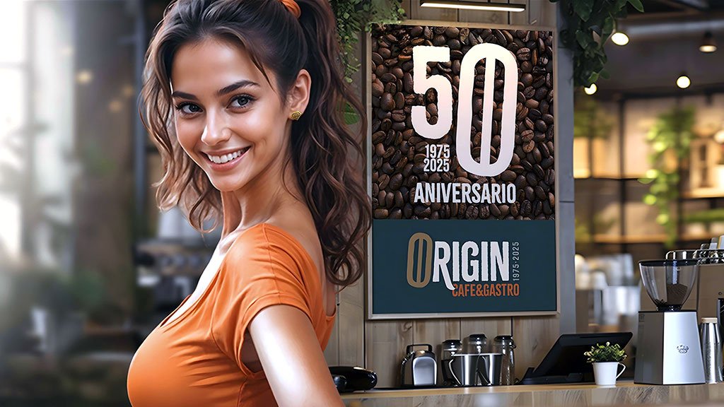 Rebranding Restaurantes: ejemplo de rediseño de logotipo con imagen corporativa actualizada 5 Diseño gráfico del cartel conmemorativo del 50 aniversario del Restaurante.