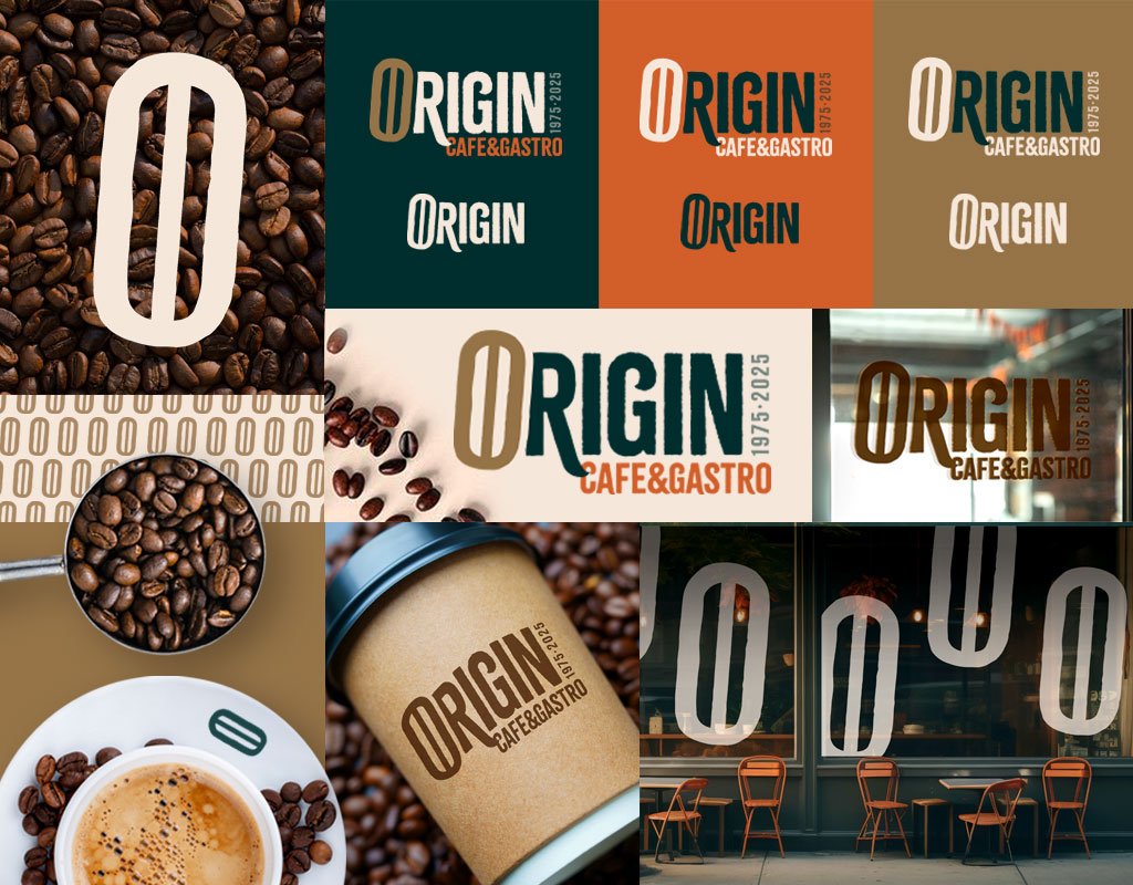Rebranding Restaurantes: ejemplo de rediseño de logotipo con imagen corporativa actualizada 3 Ejemplo de rebranding o rediseño de logotipo e imagen corporativa para el restaurante Origin.