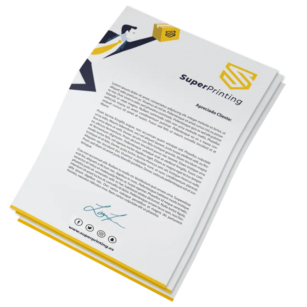 Imprimir papel de carta, oficina y empresa en SuperPrinting imprenta online