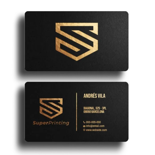 Tarjetas de visita premium Tarjetas de visita premium personalizadas en negro con acabado dorado