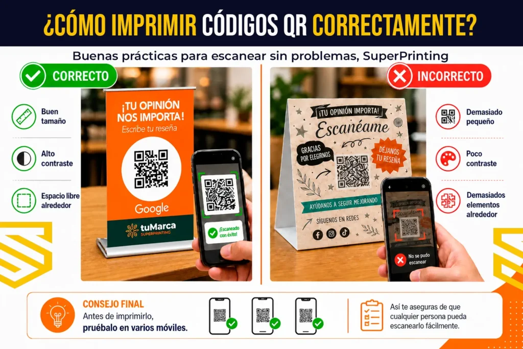 Cómo conseguir más reseñas en Google con QR impreso 6 Infografía para imprimir códigos qr correctamente
