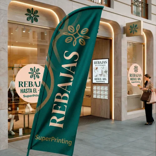 Imprimir banderola de rebajas tienda de moda en imprenta online SuperPrinting