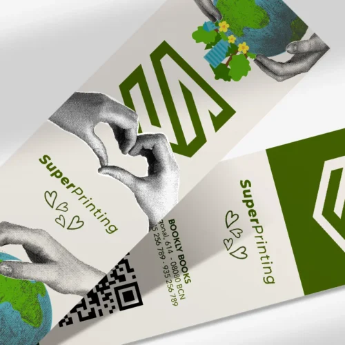 Detalle de marcapáginas en papel reciclado, personalizados en SuperPrinting