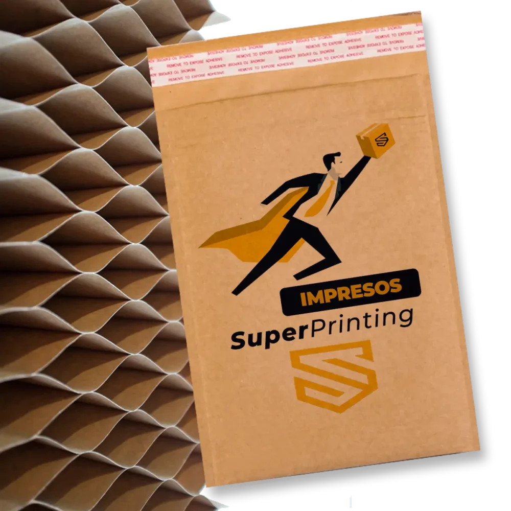 Imprimir sobres acolchados en papel kraft protección nido de abeja, sostenibles