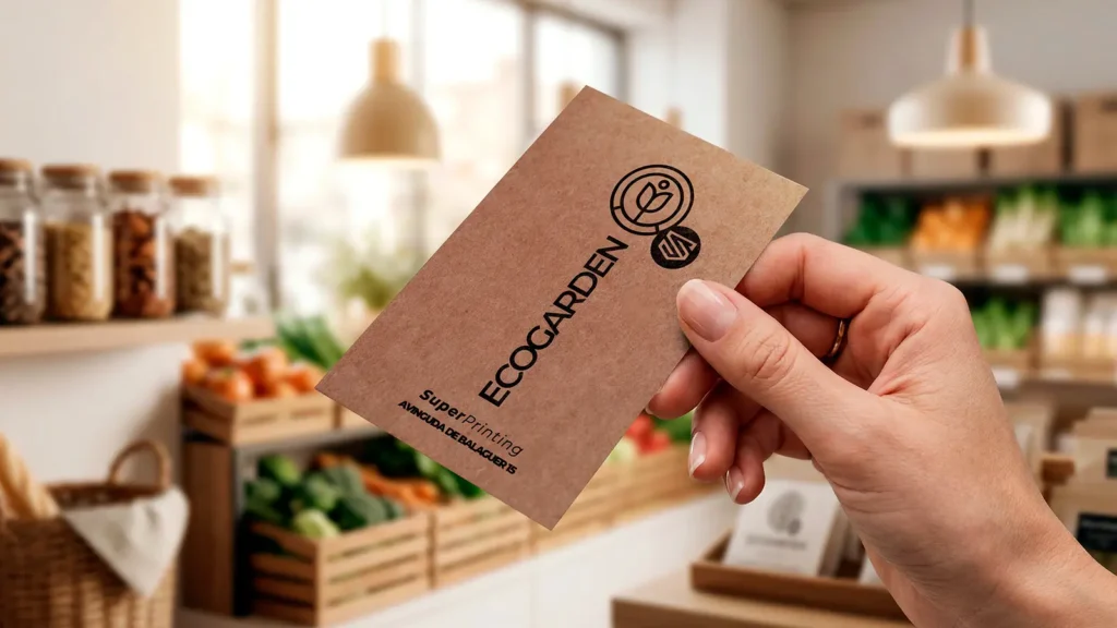 Tarjetas de visita en kraft para marcas ecológicas y creativas