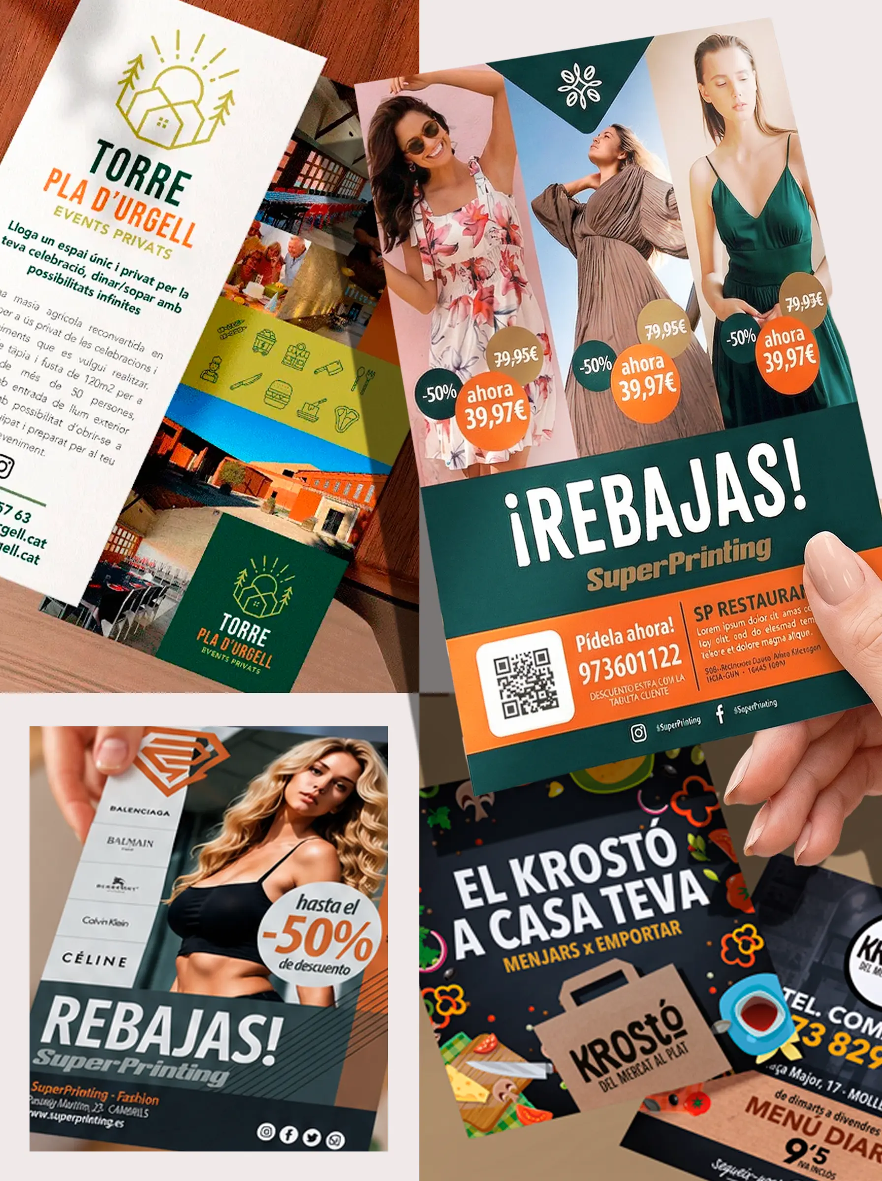 Diseño de flyers online profesional para ofertas, eventos, comercios, restaurantes y campañas promocionales.