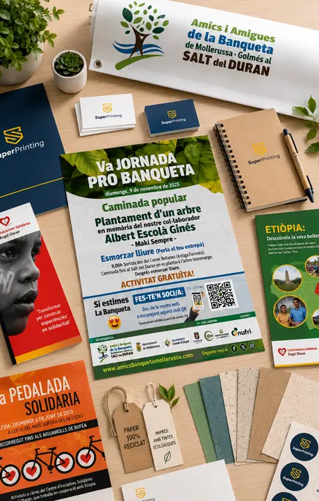 Imprenta solidaria online y diseño gráfico 2 Productos diseñados e impresos en nuestra imprenta solidaria online SuperPrinting
