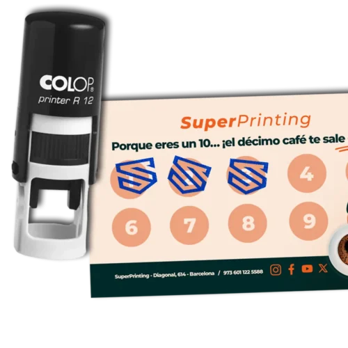 Detalle de las tarjetas de fidelidad con sello personalizado de SuperPrinting