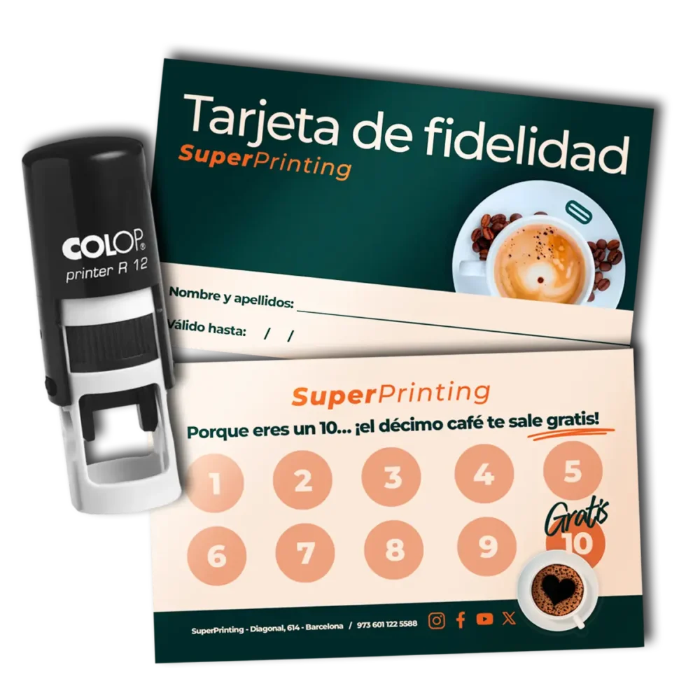 Pack de 200 tarjetas de fidelidad con sello personalizado, listas para usar. Solo en SuperPrinting