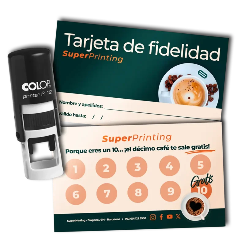 Pack de 200 tarjetas de fidelidad con sello personalizado, listas para usar. Solo en SuperPrinting