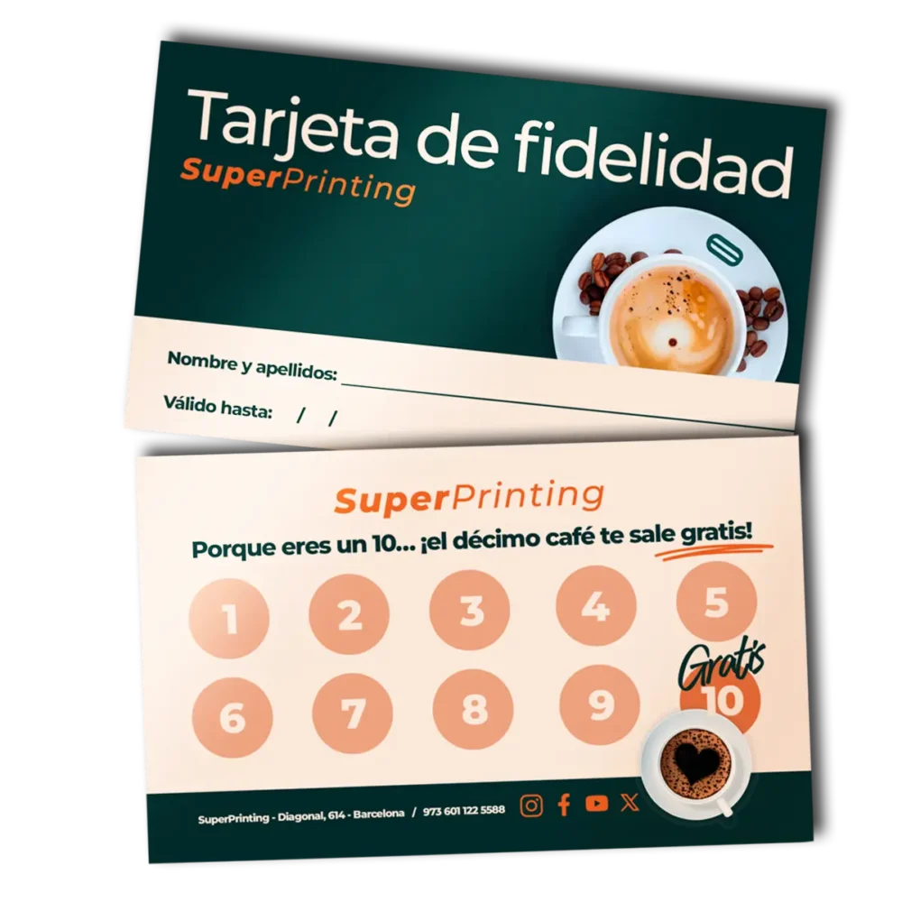 Tarjetas de fidelidad personalizadas en SuperPrinting