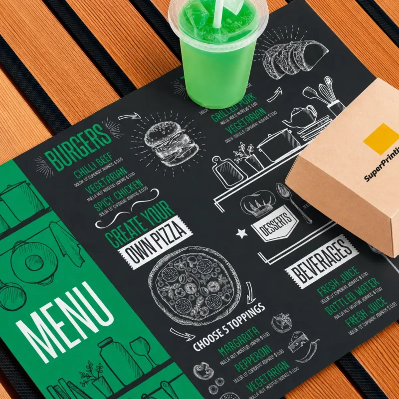 manteles-superprinting Atril porta menú restaurante con luz led