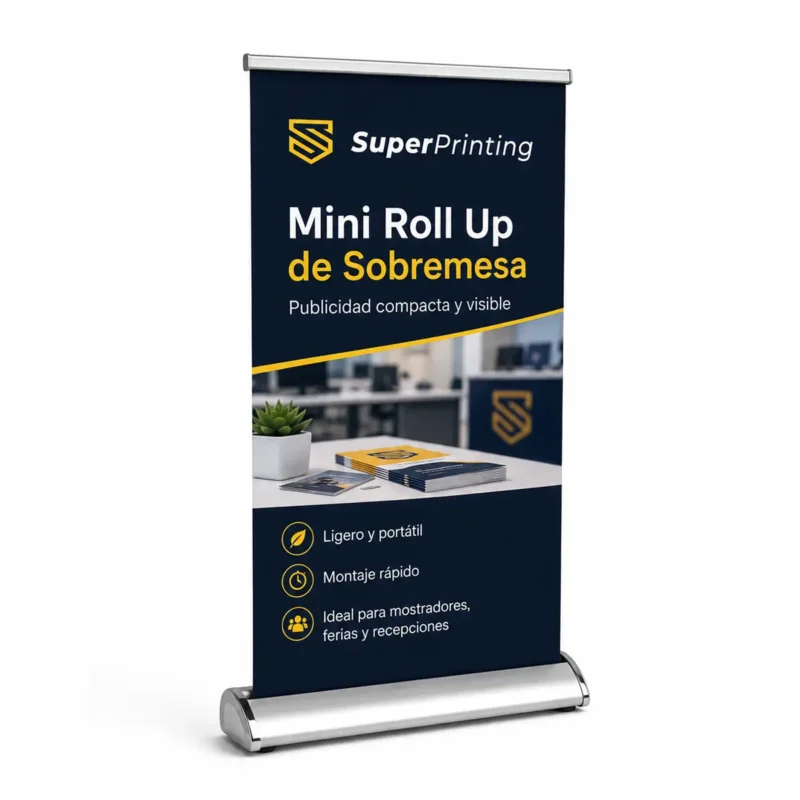 Mini roll up de sobremesa personalizado en SuperPrinting