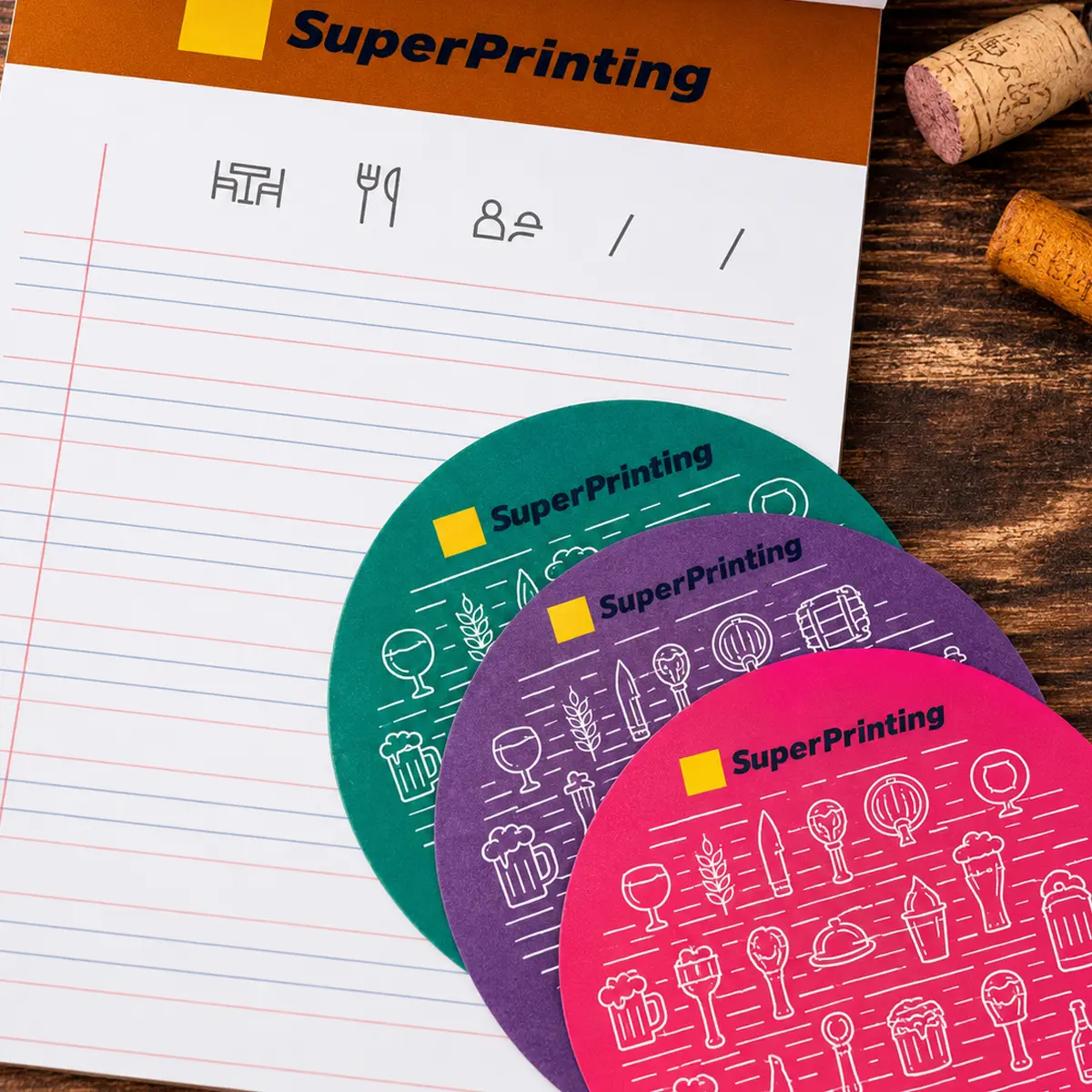 Diseño gráfico e imprenta para restaurantes y hostelería 5 posavasos comandas
