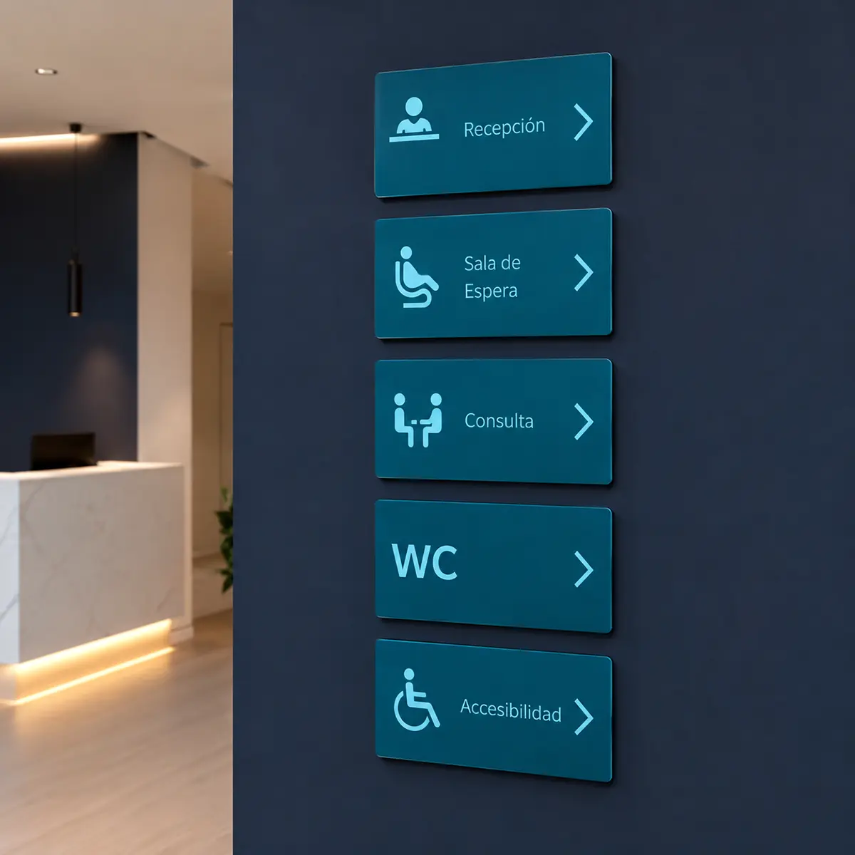 Diseño gráfico e imprenta para clínicas y centros de salud 6 Señalización interior para clínicas y centros de saluf