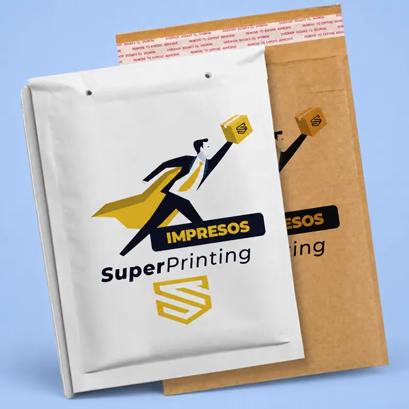 Diseño gráfico e imprenta para administraciones de lotería 7 Sobres acolchados personalizados para envíos de lotería