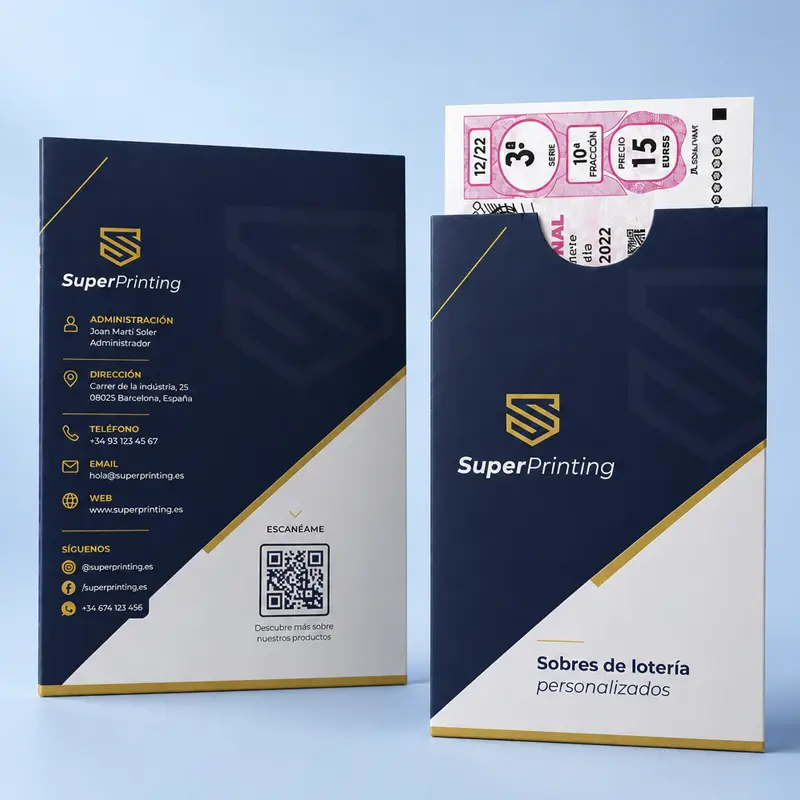 Diseño gráfico e imprenta para administraciones de lotería 3 sobres loteria personalizados superprinting