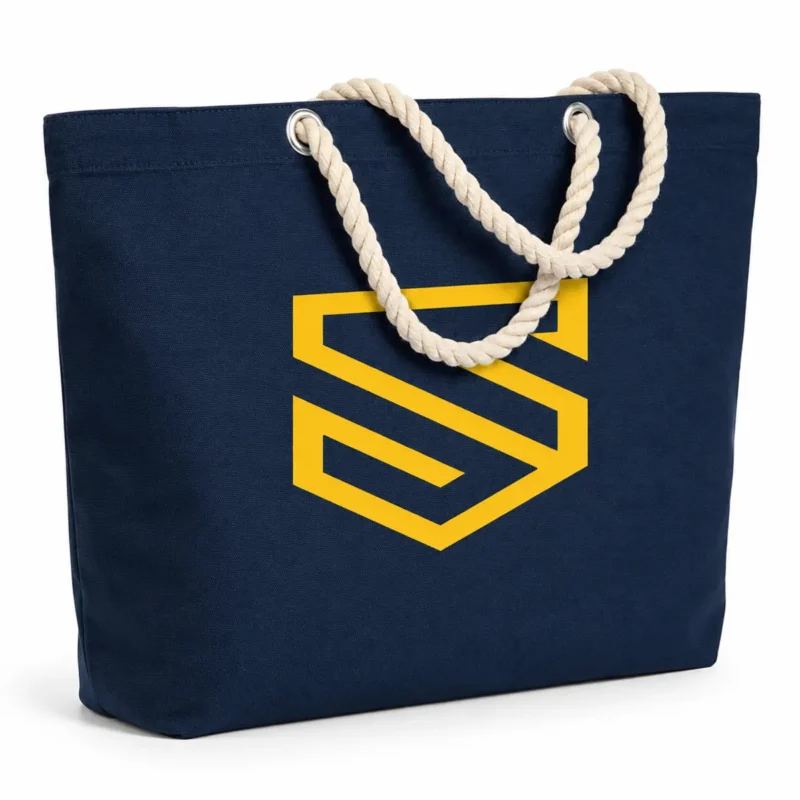 Bolsa de playa personalizada de algodón con asas de cuerda.