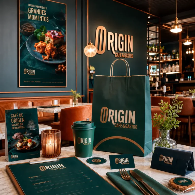Packaging y vasos personalizados de Origin Café & Gastro