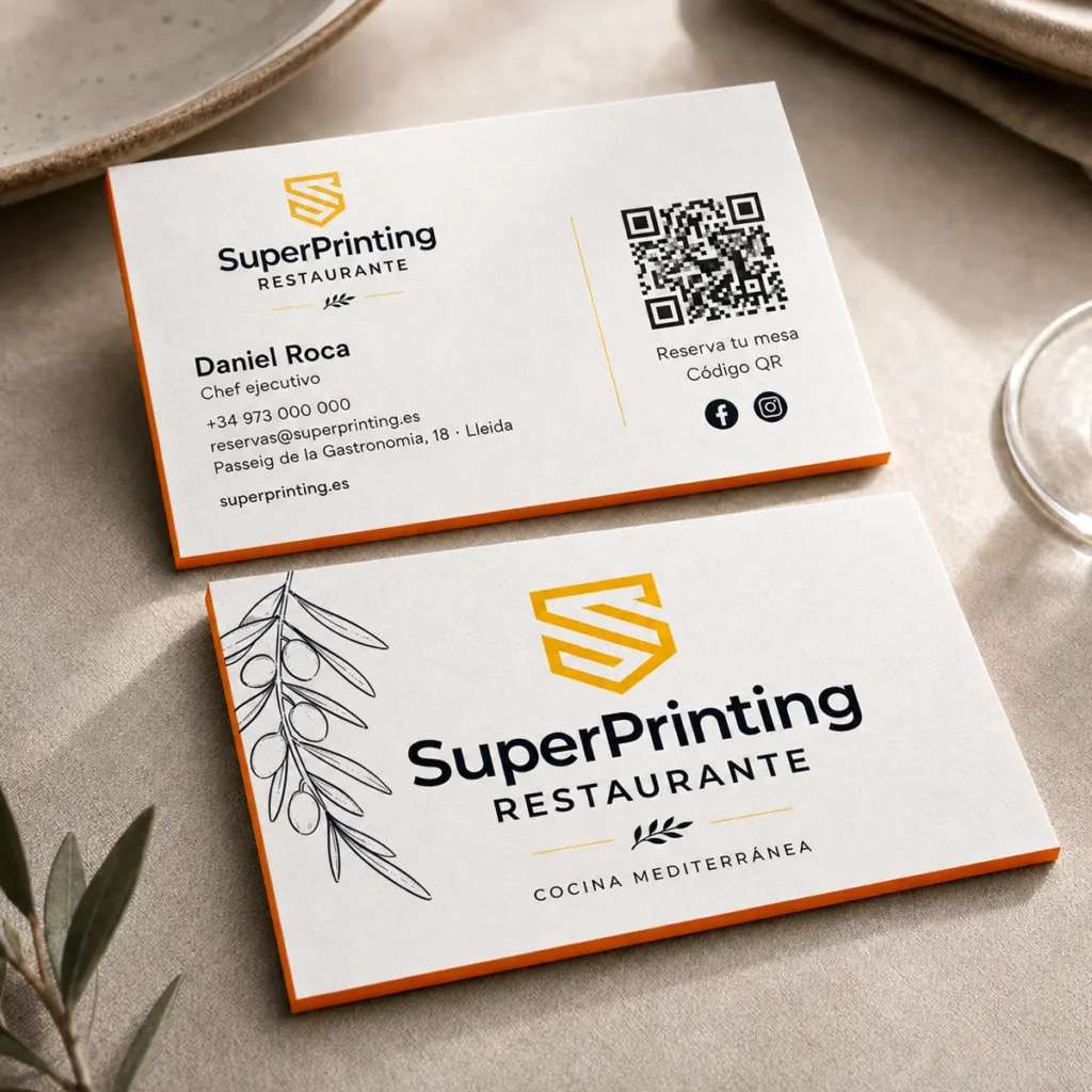 Tarjetas de visita para restaurantes: 6 ideas según el tipo de negocio 6 Tarjeta de visita para restaurante mediterráneo
