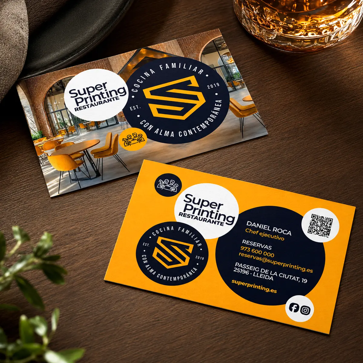 Imprenta para restaurantes y hostelería con diseño gráfico 26 Ejemplo de tarjeta de visita para restaurante familiar