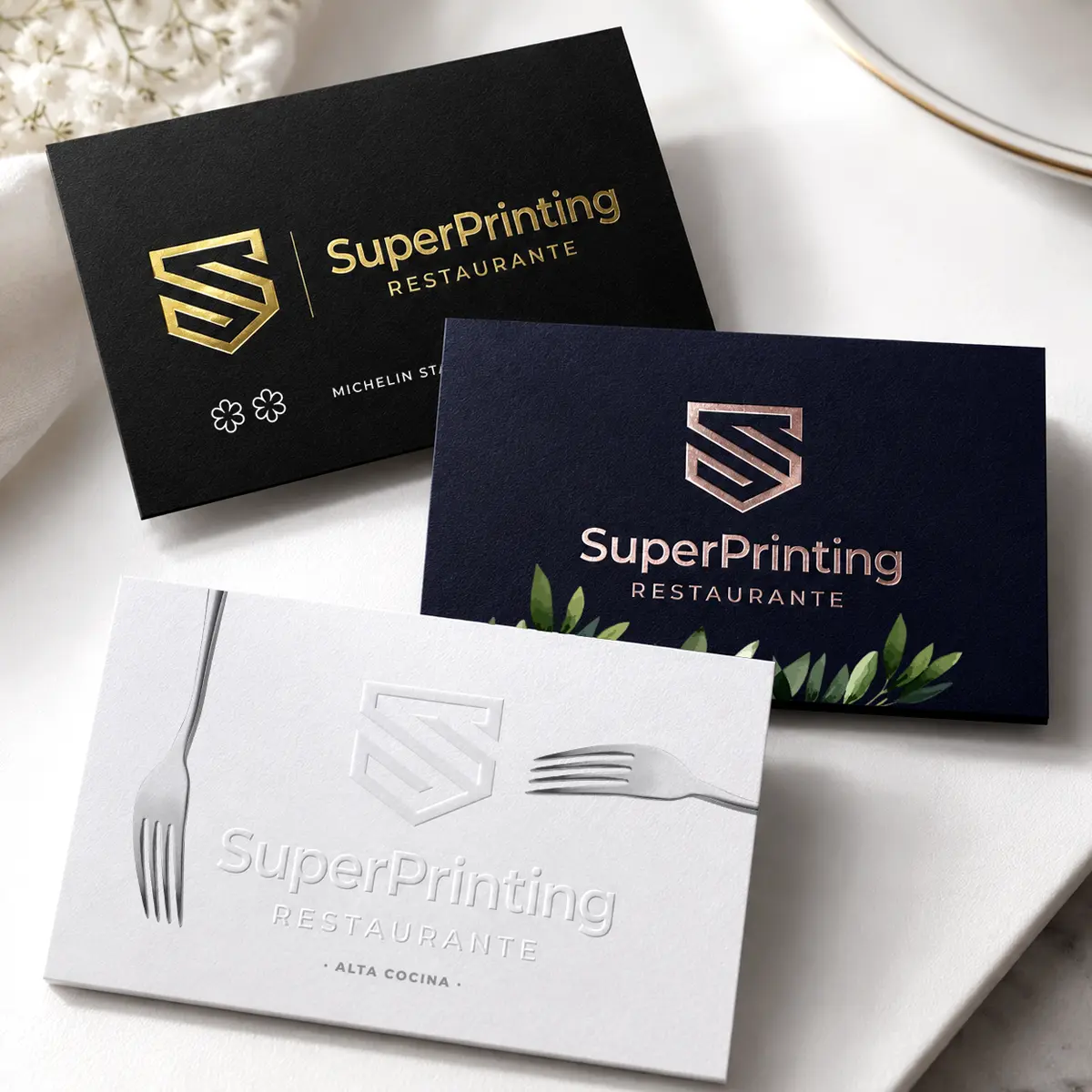 Imprenta para restaurantes y hostelería con diseño gráfico 25 Tarjetas de visita para restaurantes premium